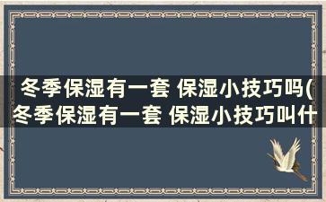 冬季保湿有一套 保湿小技巧吗(冬季保湿有一套 保湿小技巧叫什么)